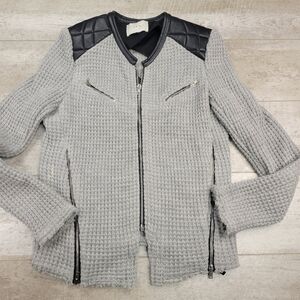 IRO Ceylona Waffle Knit Leather Trim Jacket